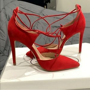 Red String Tie Steve Madden Heel